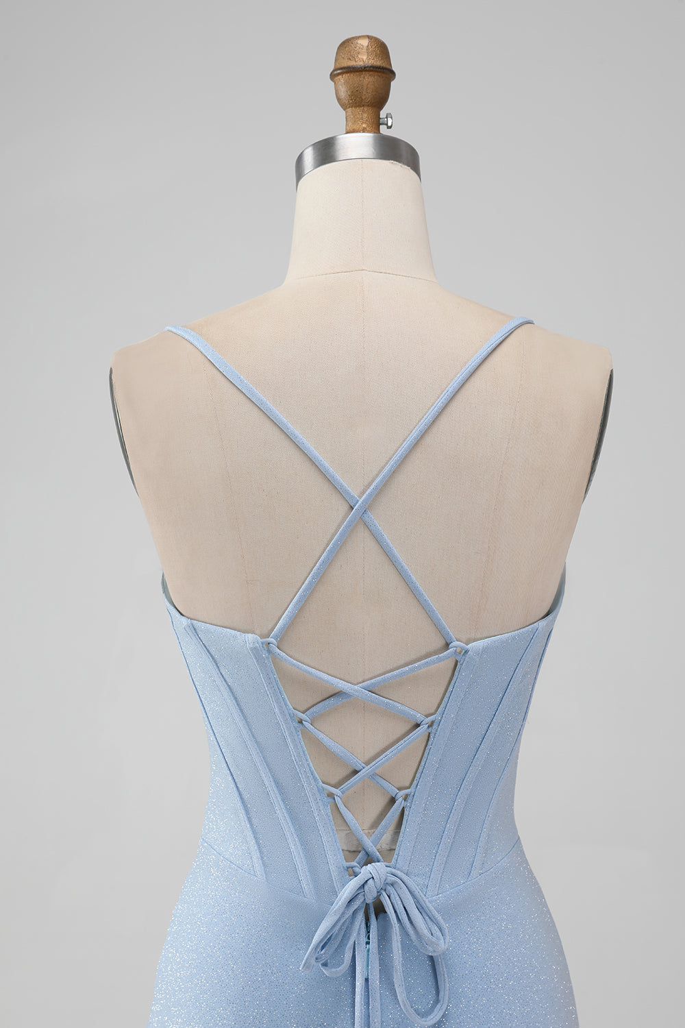 Light Blue Bodycon Spaghetti Straps Corset Short Homecoming Dress Customized