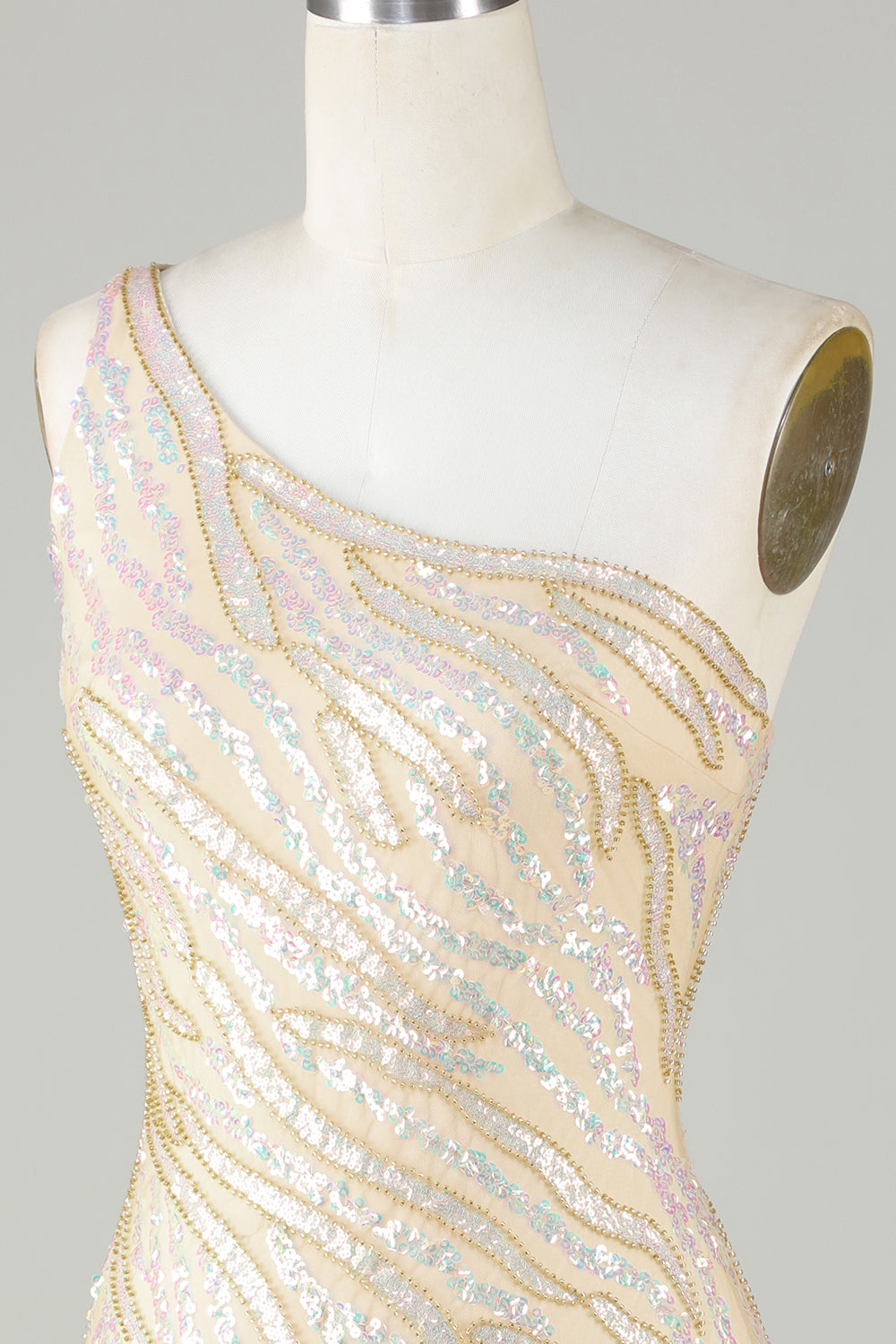 Sheath One Shoulder Blue Sequins Short Homecoming Dress with Tassel Customized