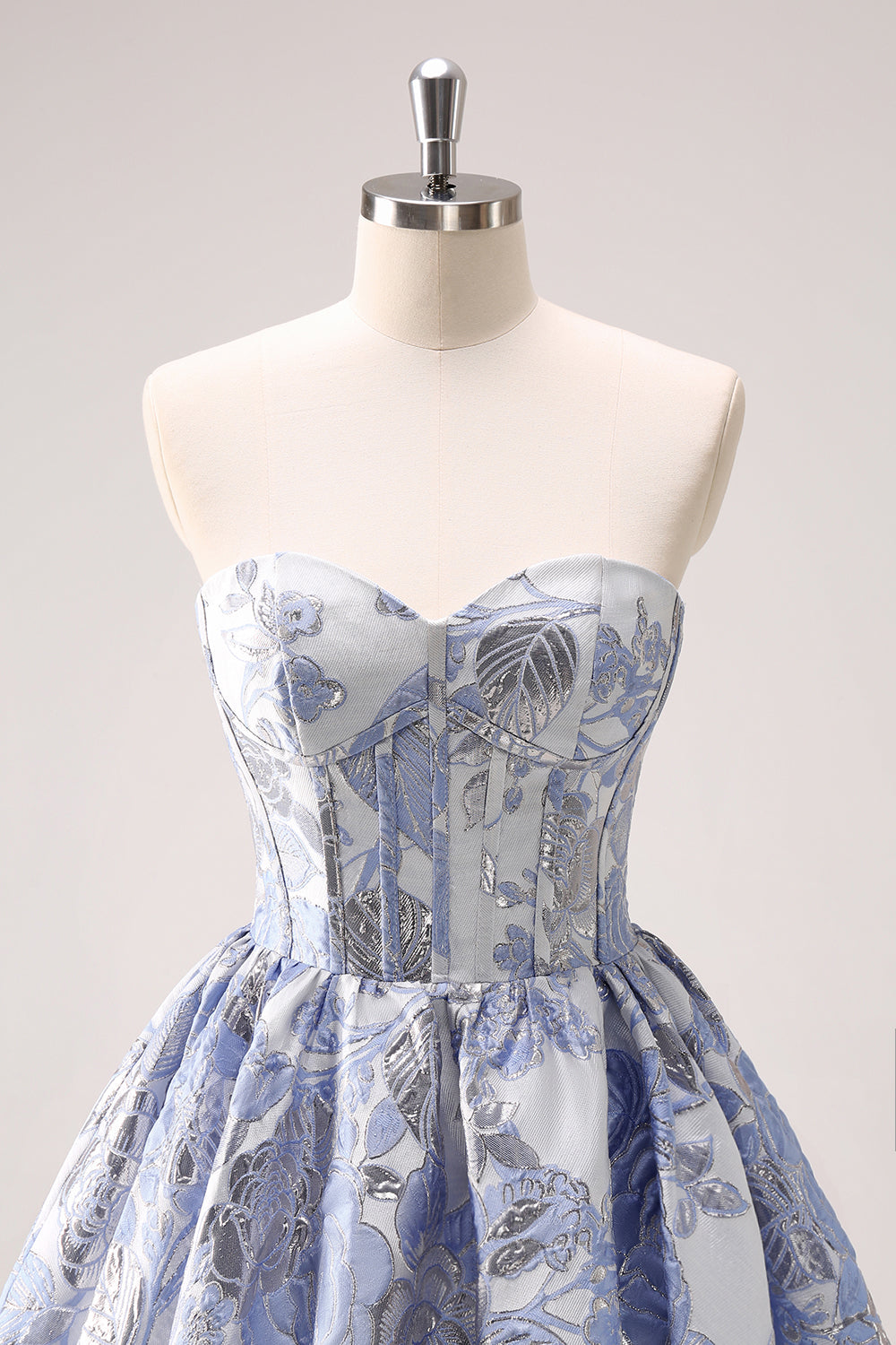 Cute Blue A Line Sweetheart Print Corset Short Homecoming Dress with Ruffles Customized