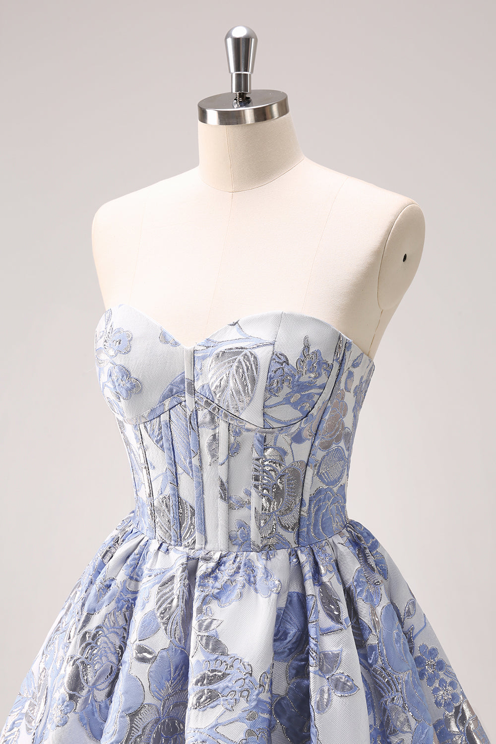 Cute Blue A Line Sweetheart Print Corset Short Homecoming Dress with Ruffles Customized
