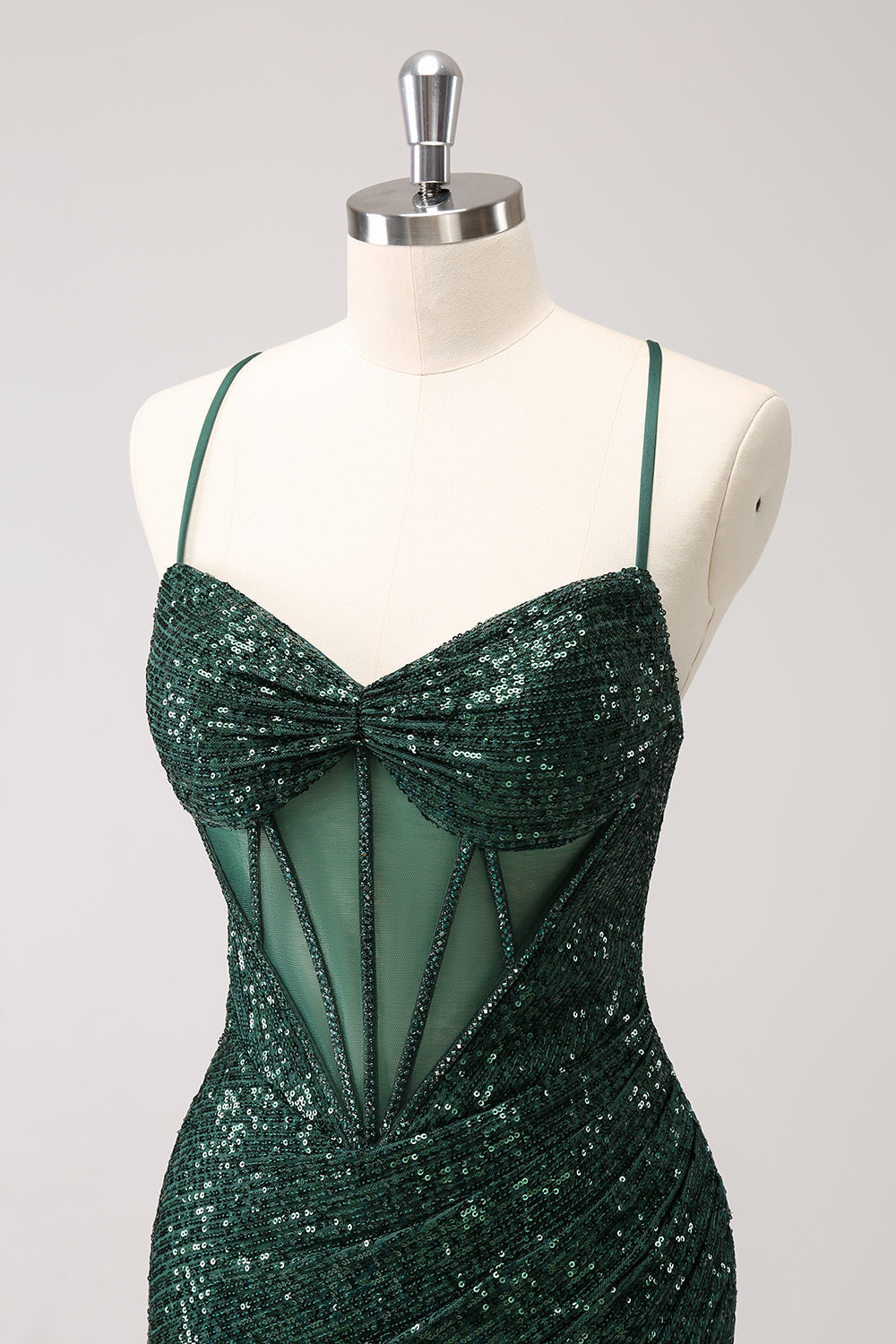 Sparkly Unique Dark Green Tight Sequin Corset Homecoming Dress with Lace Up Back Customized