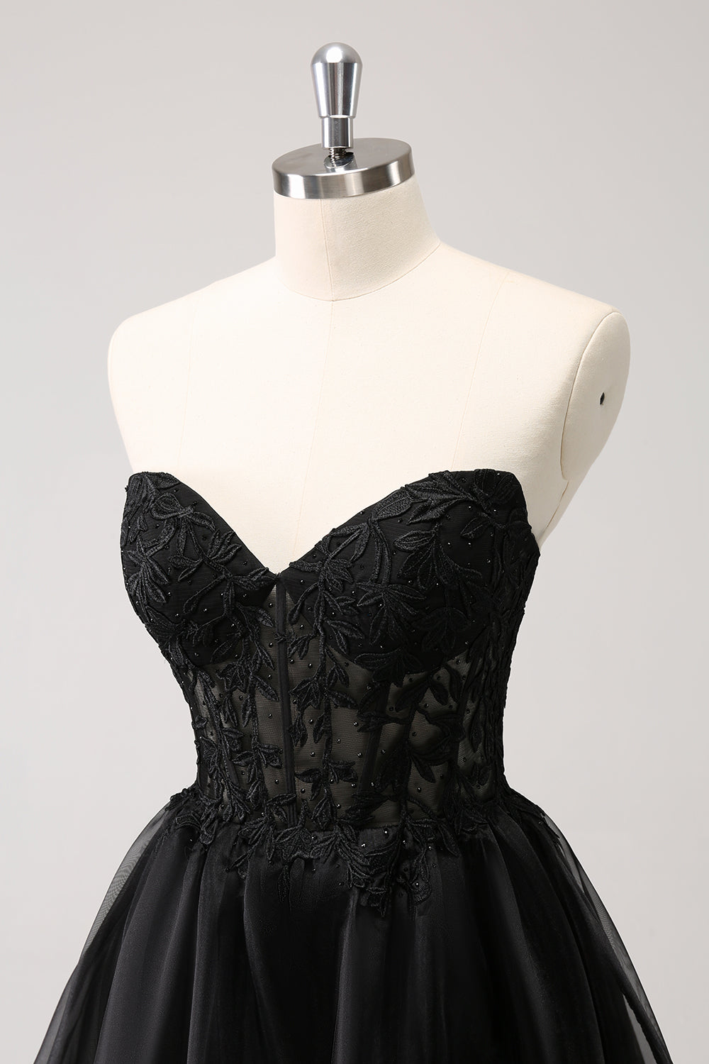 Sparkly Black A Line Sweetheart Corset Beaded Homecoming Dress with Lace Up Back Customized