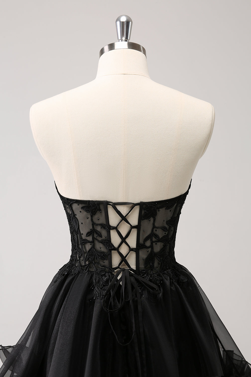 Sparkly Black A Line Sweetheart Corset Beaded Homecoming Dress with Lace Up Back Customized