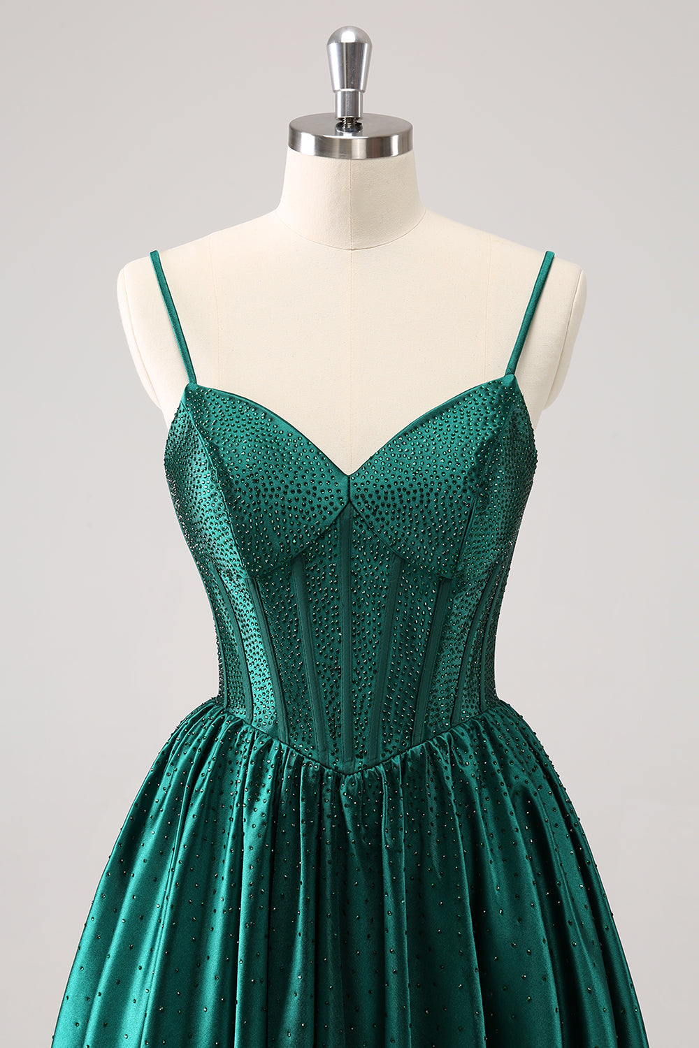 Cute Dark Green A Line Spaghetti Straps Ruffle Corset Short Homecoming Dress with Beading Customized