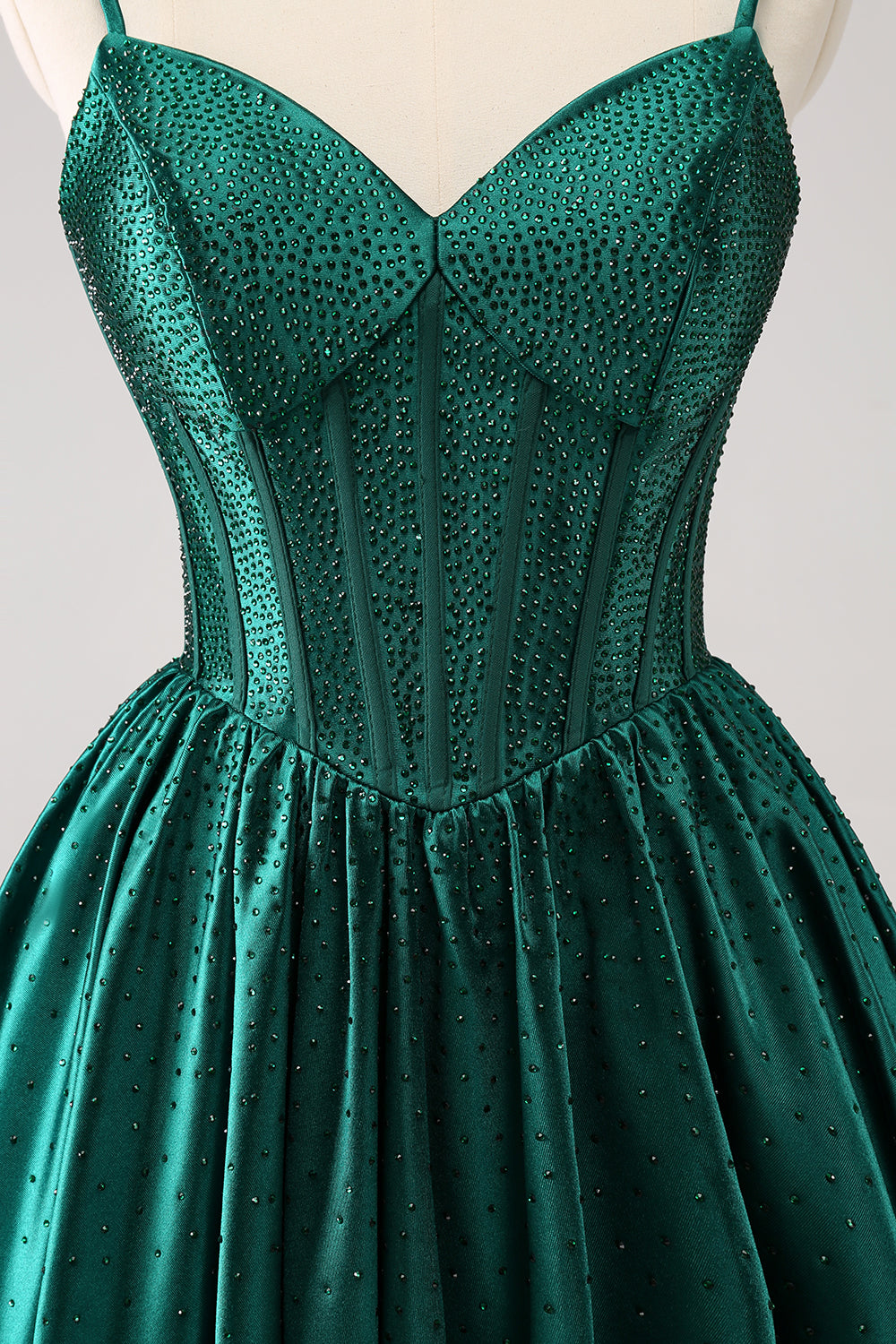 Cute Dark Green A Line Spaghetti Straps Ruffle Corset Short Homecoming Dress with Beading Customized