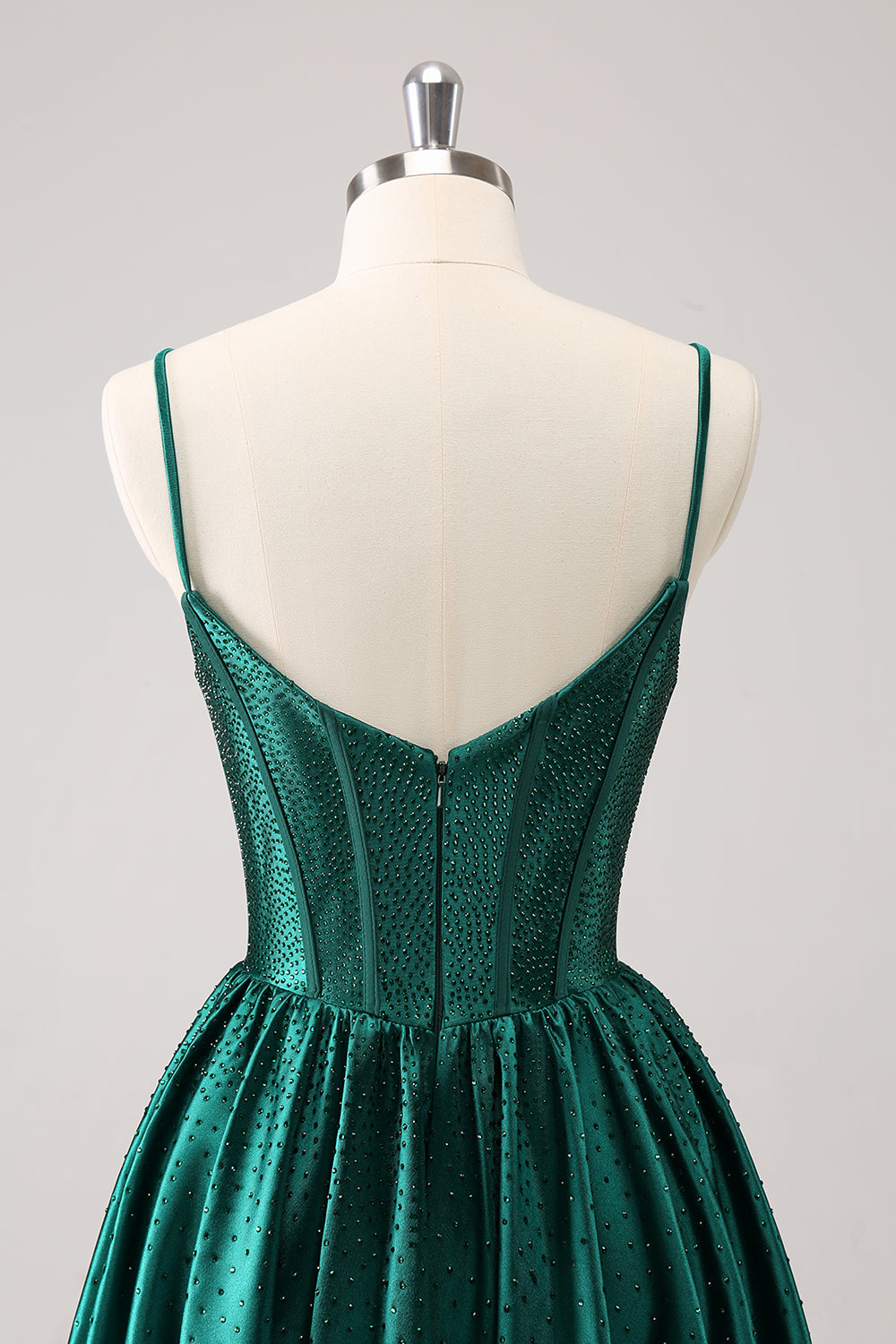 Cute Dark Green A Line Spaghetti Straps Ruffle Corset Short Homecoming Dress with Beading Customized