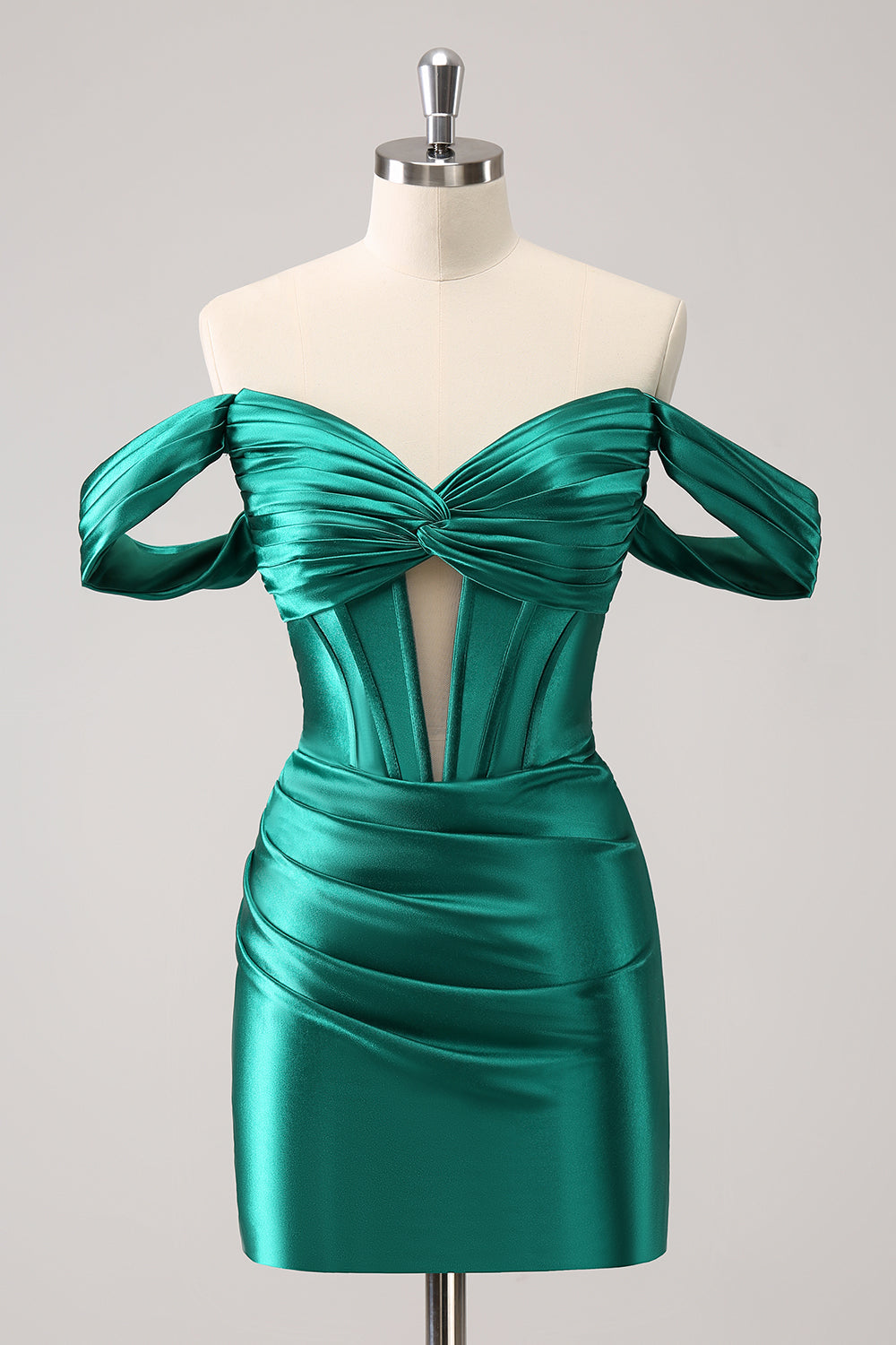 Stylish Dark Green Bodycon Off The Shoulder Hollow Out Corset Short Homecoming Dress Customized