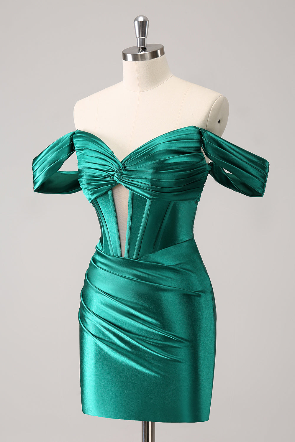 Stylish Dark Green Bodycon Off The Shoulder Hollow Out Corset Short Homecoming Dress Customized