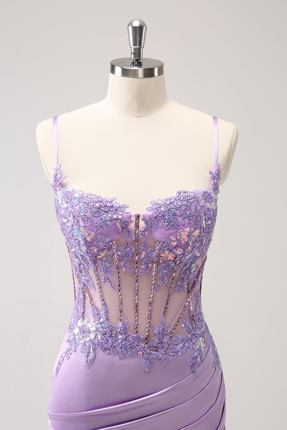 Unique Glitter Purple Corset Pleated Tight Homecoming Dress with Sequins Customized