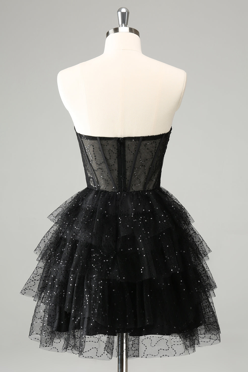 Cute Sparkly Black A Line Sweetheart Pleated Corset Homecoming Dress with Sequins Customized