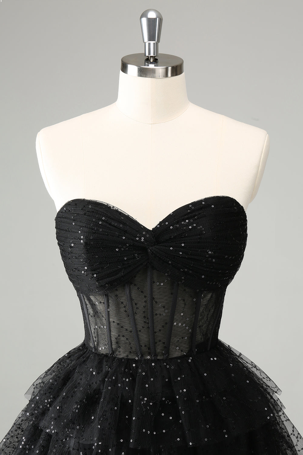 Cute Sparkly Black A Line Sweetheart Pleated Corset Homecoming Dress with Sequins Customized
