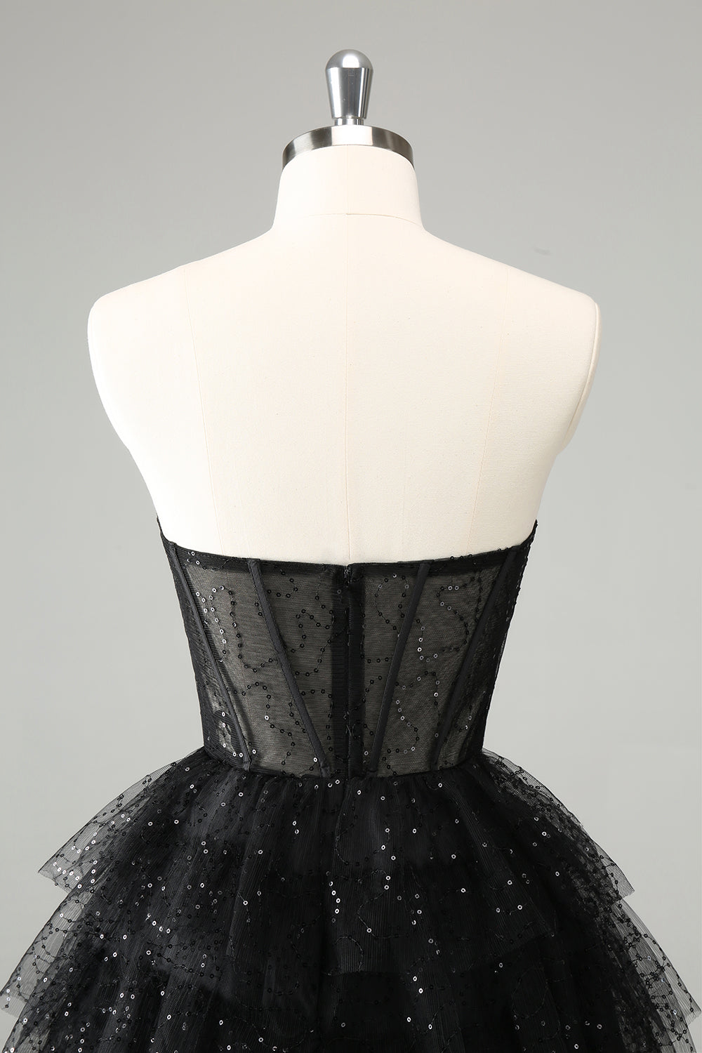 Cute Sparkly Black A Line Sweetheart Pleated Corset Homecoming Dress with Sequins Customized