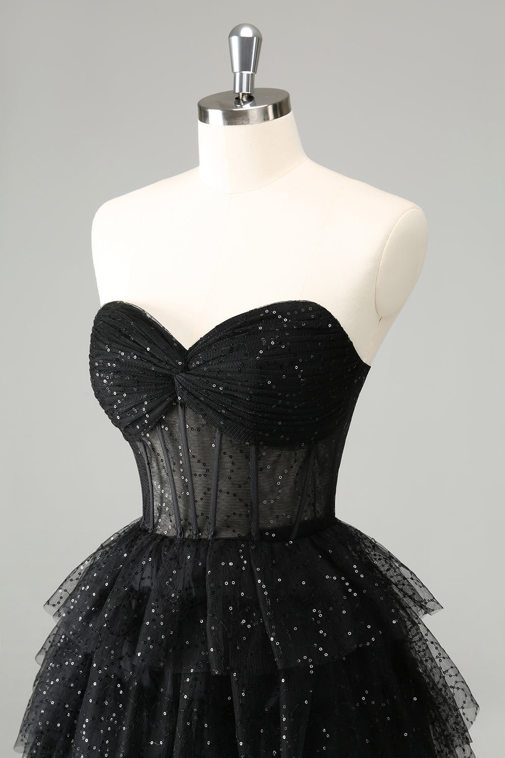 Cute Sparkly Black A Line Sweetheart Pleated Corset Homecoming Dress with Sequins Customized