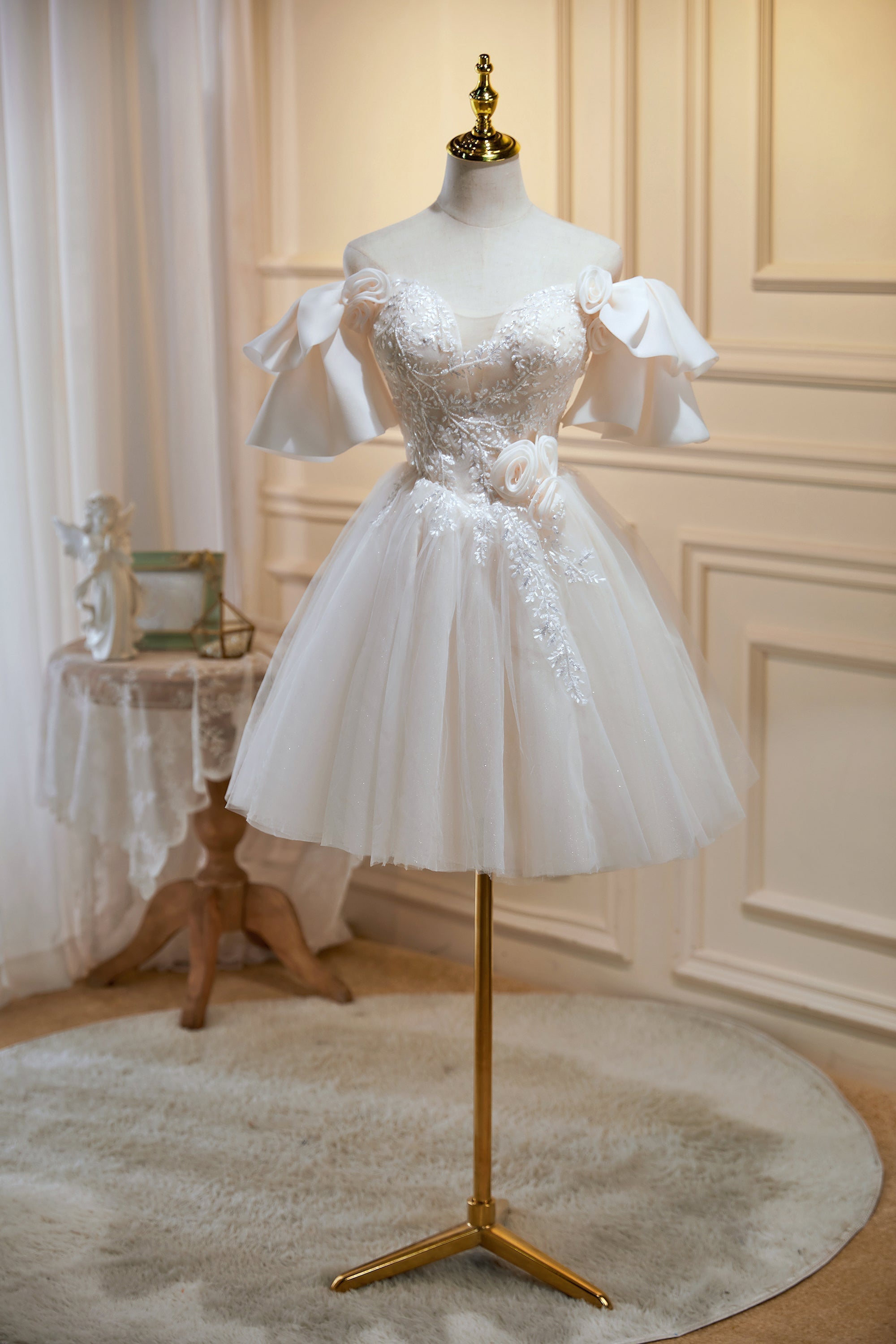 Off The Shoulder Tulle A Line Short Homecoming Dresses Customized