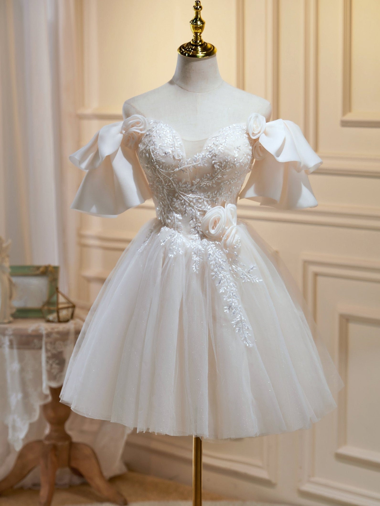 Off The Shoulder Tulle A Line Short Homecoming Dresses Customized