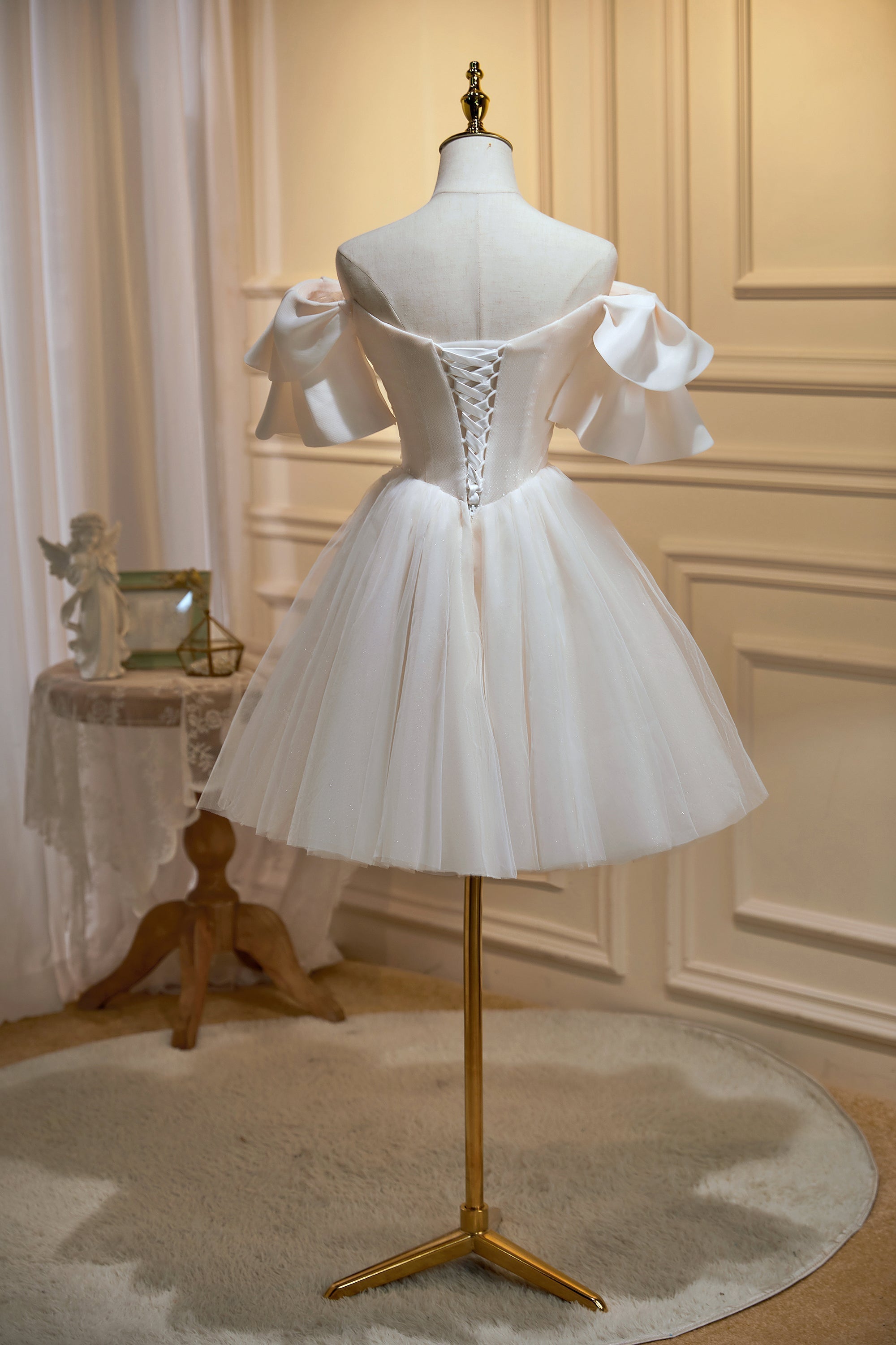 Off The Shoulder Tulle A Line Short Homecoming Dresses Customized