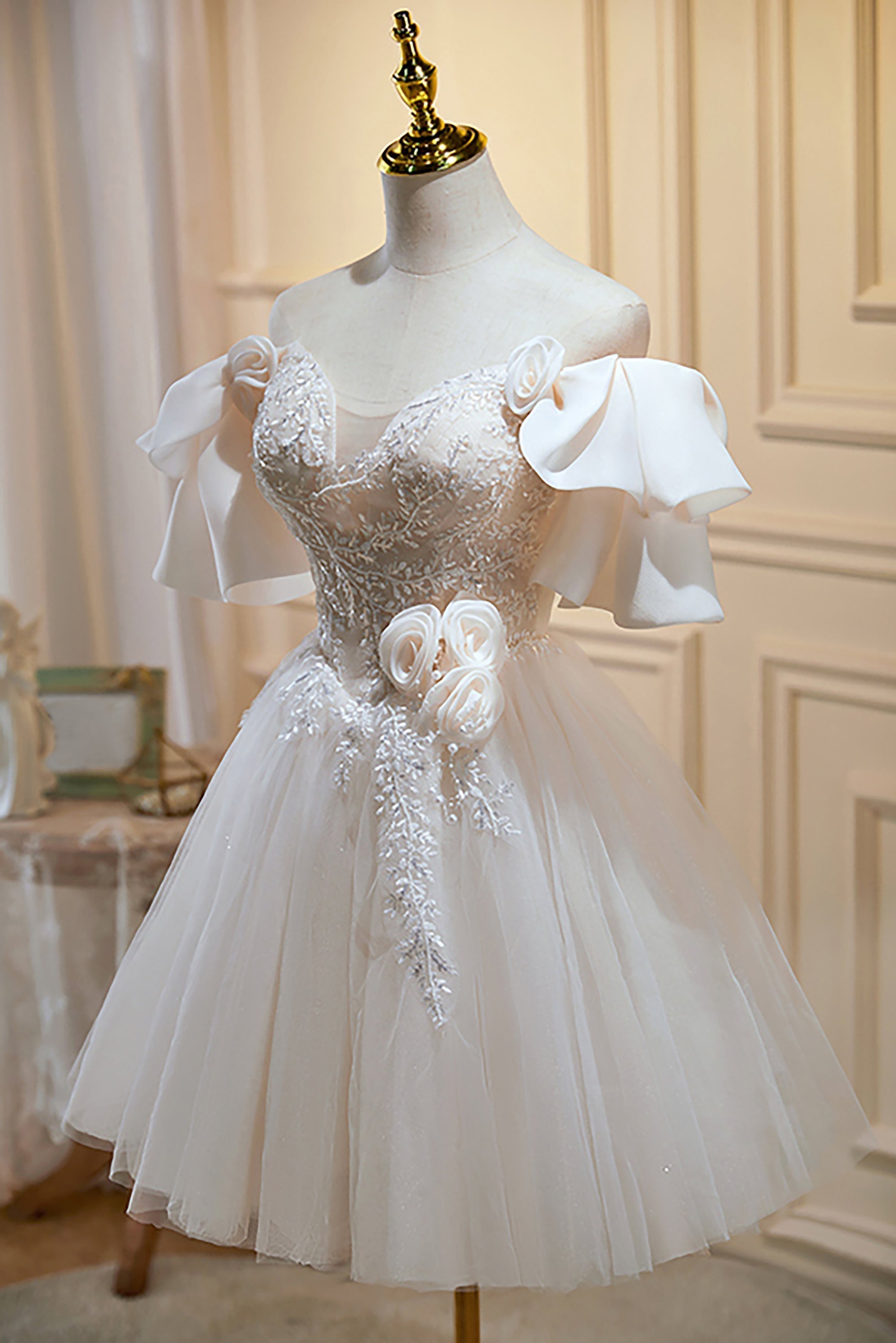 Off The Shoulder Tulle A Line Short Homecoming Dresses Customized