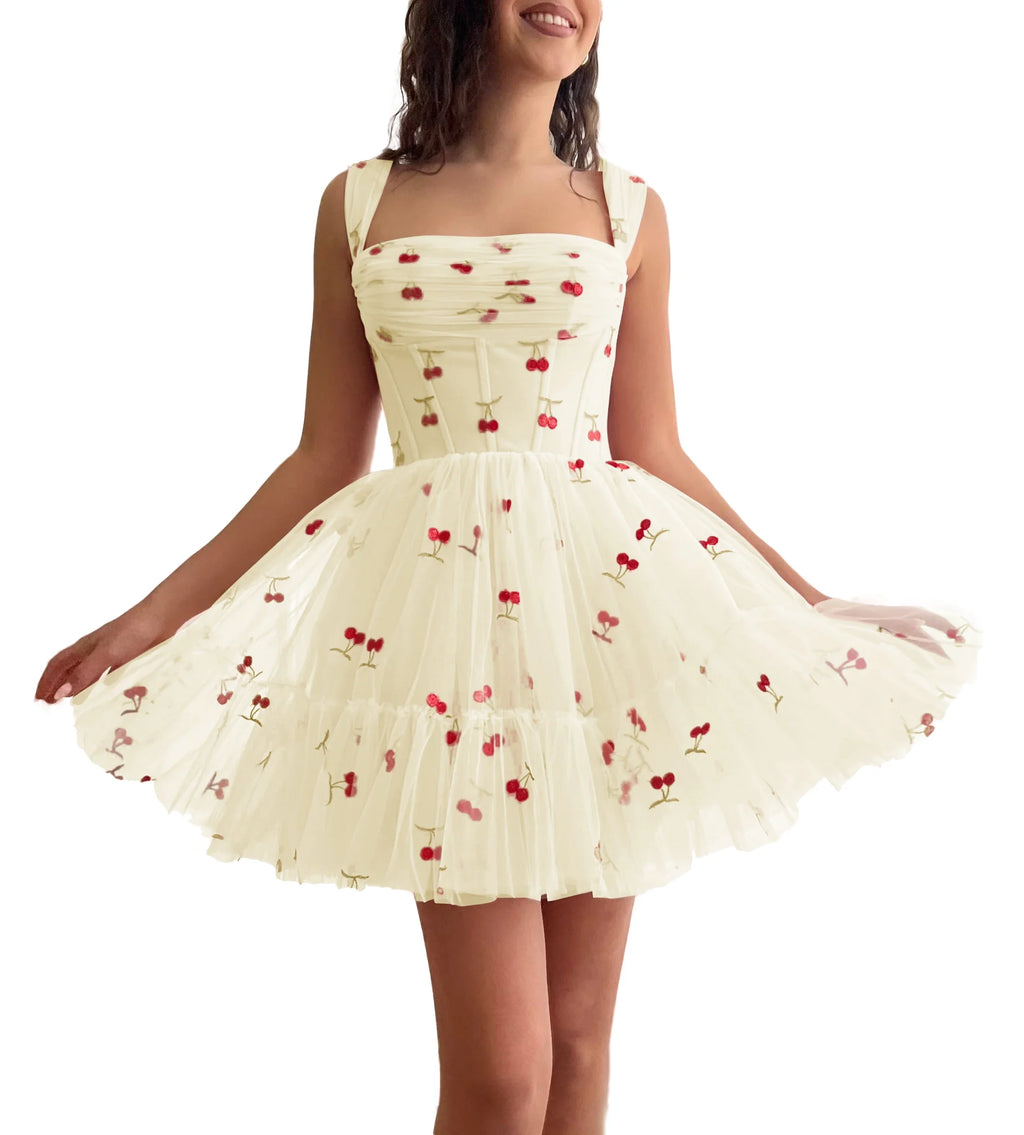 Tulle Mini Short Homecoming Dresses V-Neck Prom Dress 2024 Sweet Cute Formal Cocktail Dress Sleeveless Backless Ball Gowns Customized