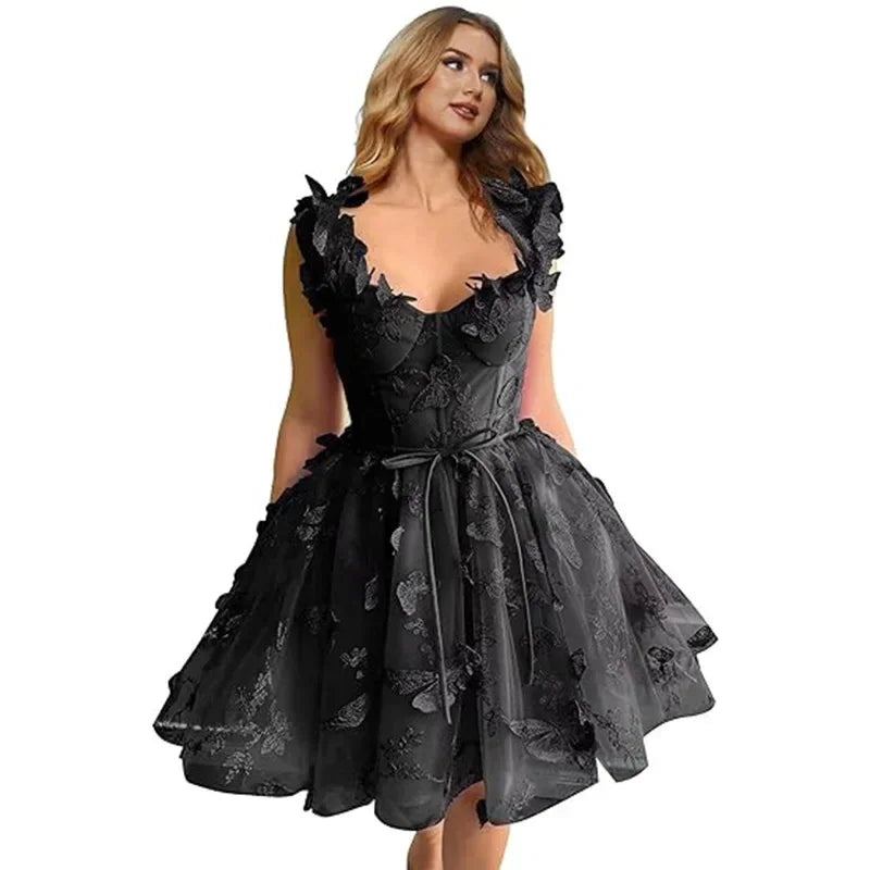 Green 3D Butterfly Short Homecoming Dress Straps Lace Prom Cocktail Bodice Party Gown Classic High quality Sexy Pastrol Matching Customized