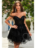 Sparkly Sky Blue Corset Tiered Short Homecoming Dress with Lace  Off the shoulder Prom Dress Formal Dress robe de soiree Customized