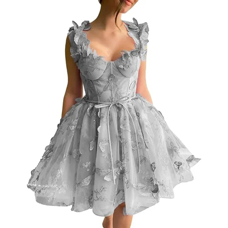 Green 3D Butterfly Short Homecoming Dress Straps Lace Prom Cocktail Bodice Party Gown Classic High quality Sexy Pastrol Matching Customized