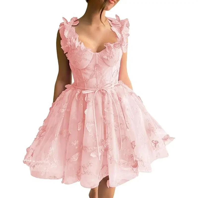 Green 3D Butterfly Short Homecoming Dress Straps Lace Prom Cocktail Bodice Party Gown Classic High quality Sexy Pastrol Matching Customized