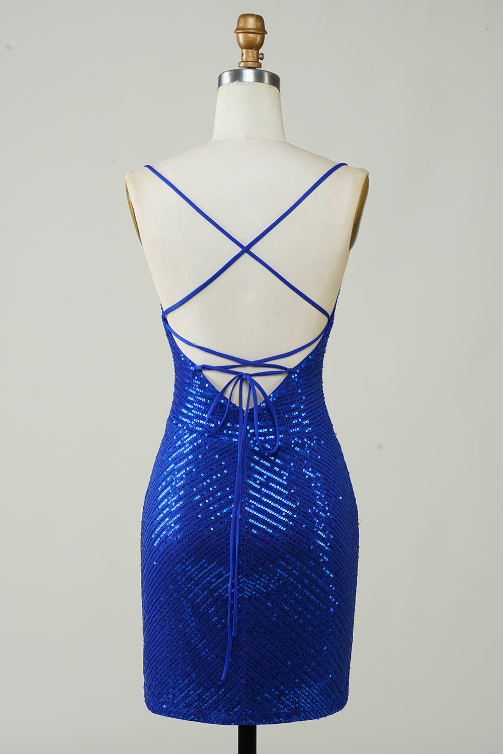 Sparkly Royal Blue Bodycon Spaghetti Straps Sequins Short Homecoming Dress Customized