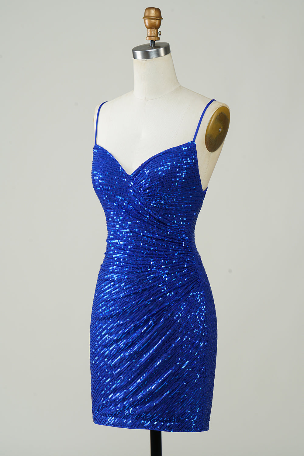 Sparkly Royal Blue Bodycon Spaghetti Straps Sequins Short Homecoming Dress Customized