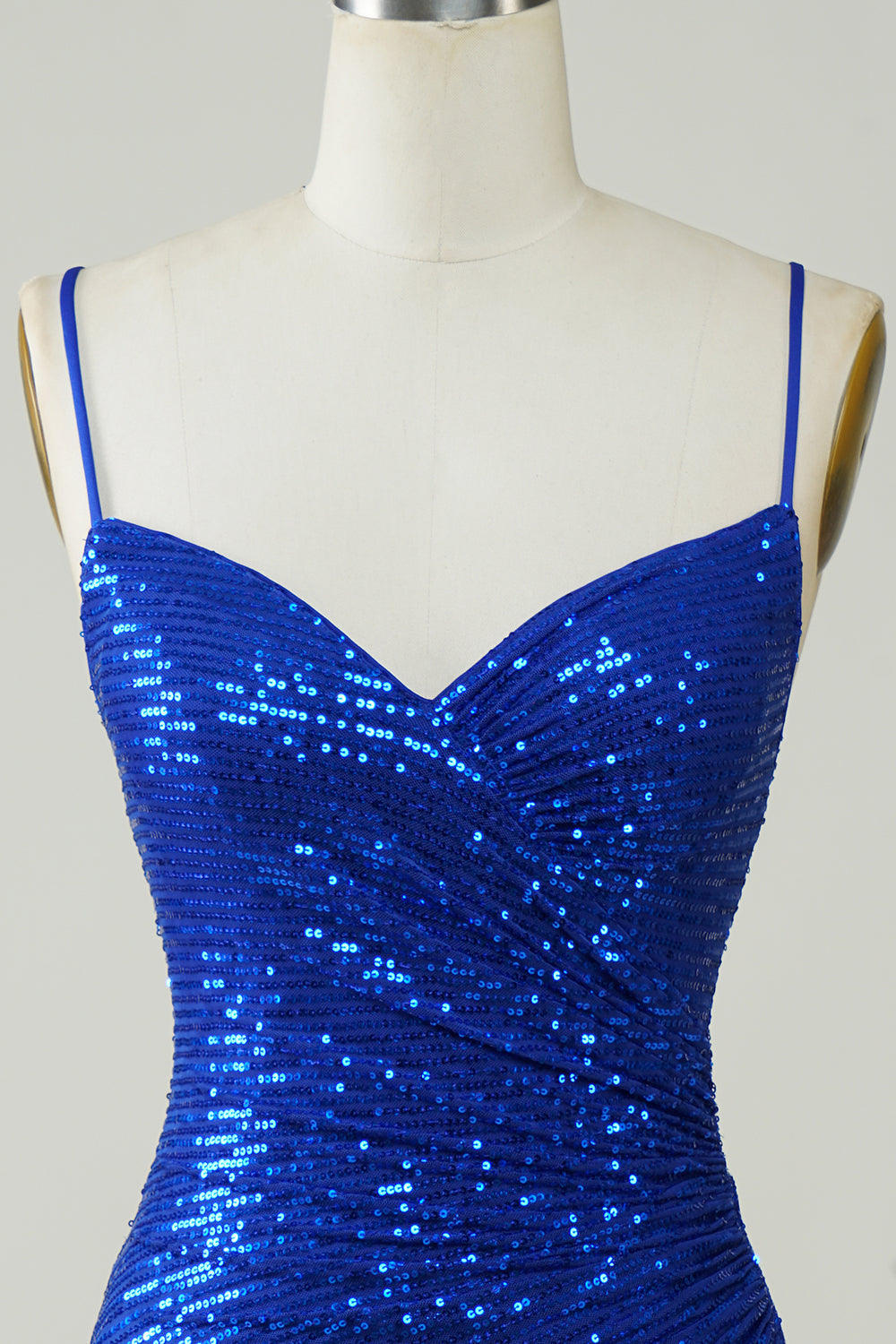 Sparkly Royal Blue Bodycon Spaghetti Straps Sequins Short Homecoming Dress Customized