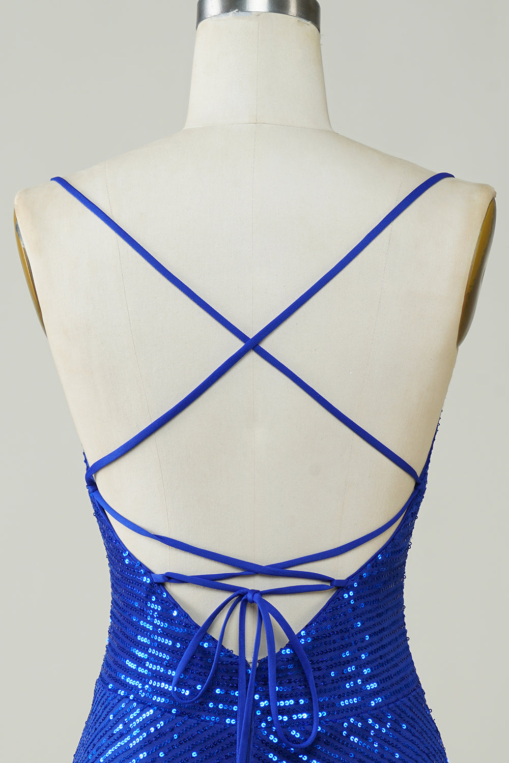 Sparkly Royal Blue Bodycon Spaghetti Straps Sequins Short Homecoming Dress Customized