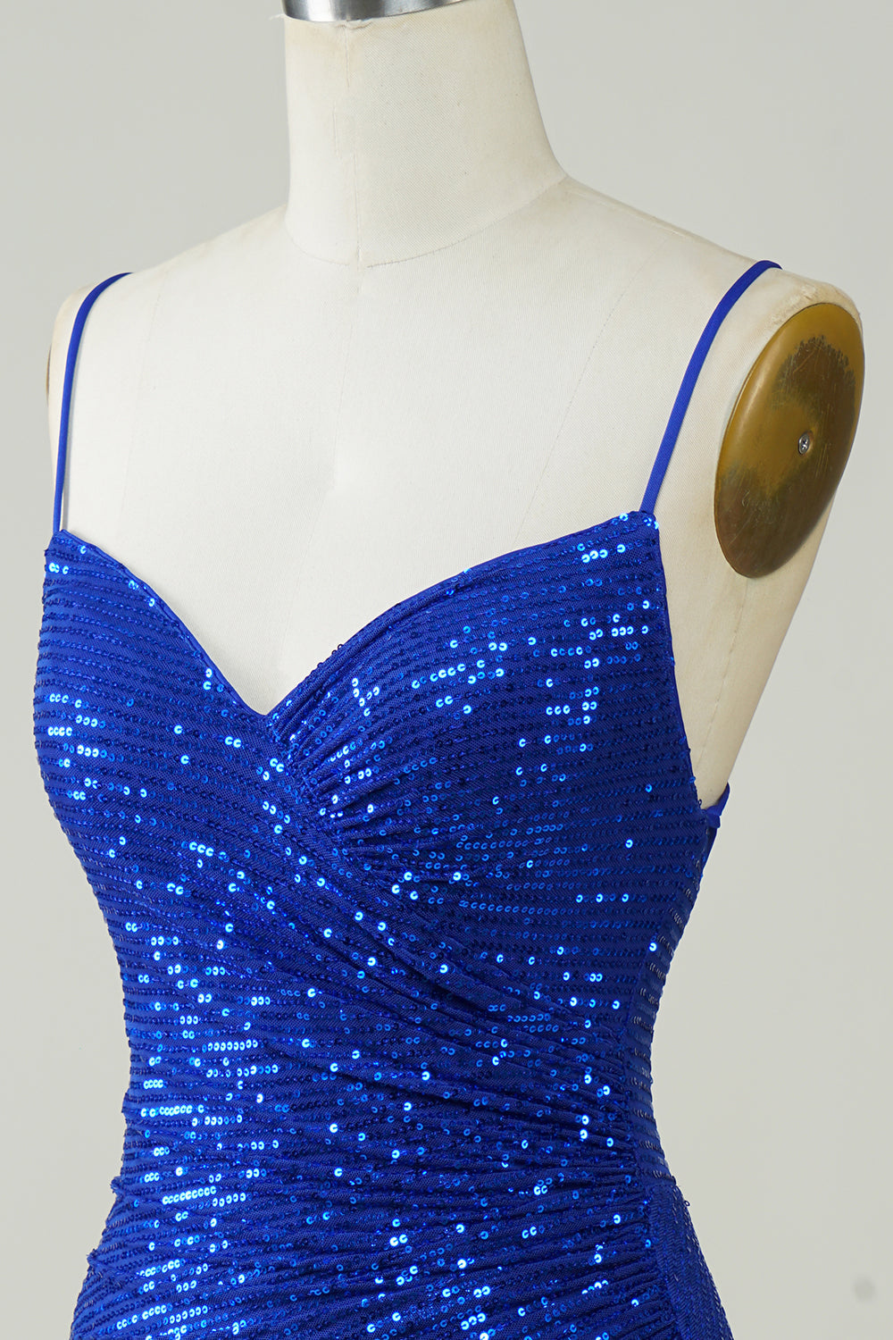 Sparkly Royal Blue Bodycon Spaghetti Straps Sequins Short Homecoming Dress Customized
