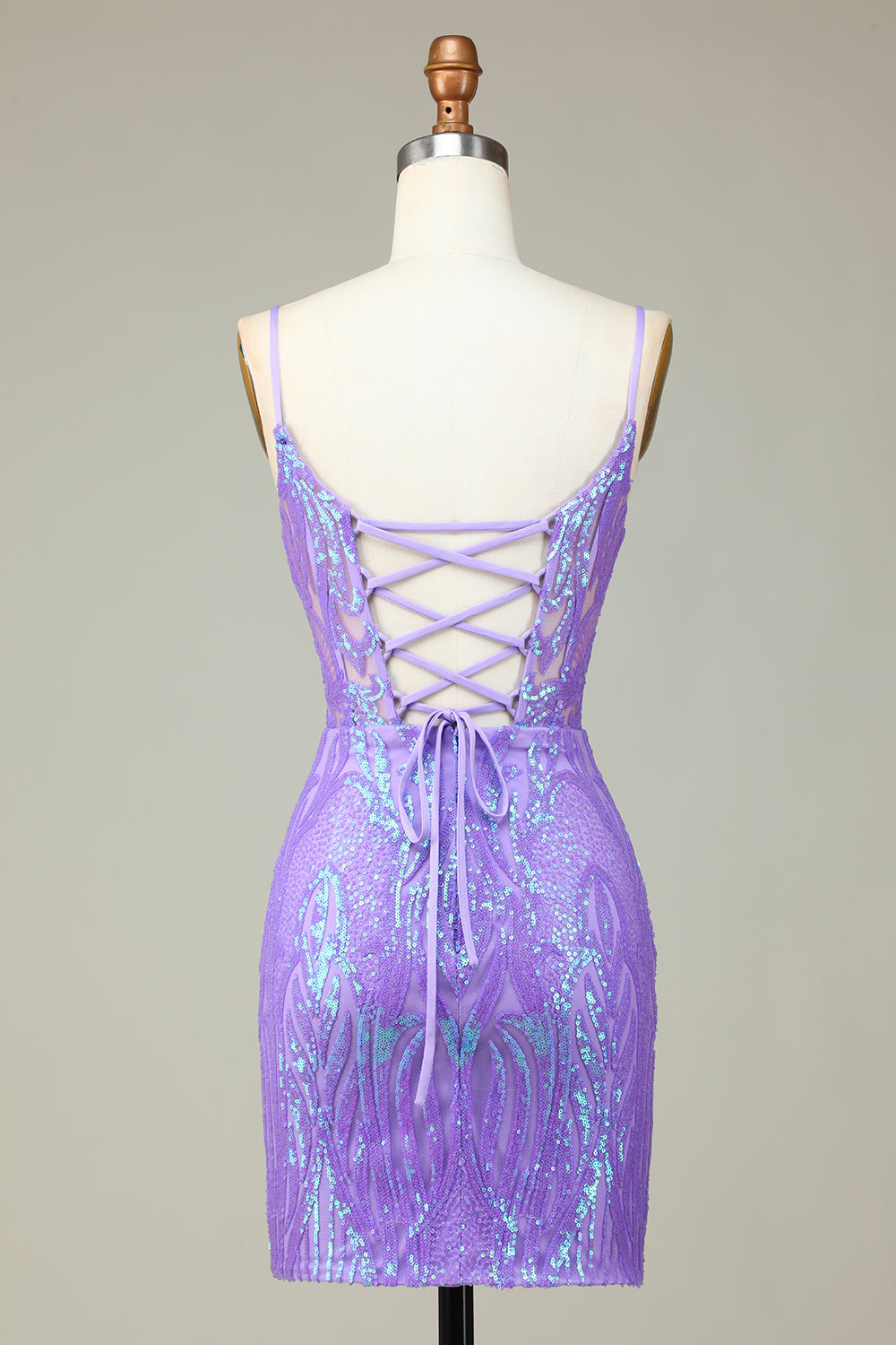 Stylish Lilac Bodycon Sequins Corset Homecoming Dress with Criss Cross Back Customized