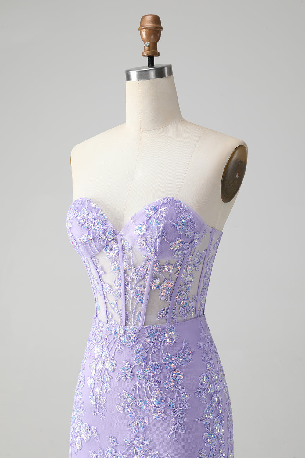 Classy Lilac Bodycon Sweetheart Corset Short Homecoming Dress with Sequins Customized