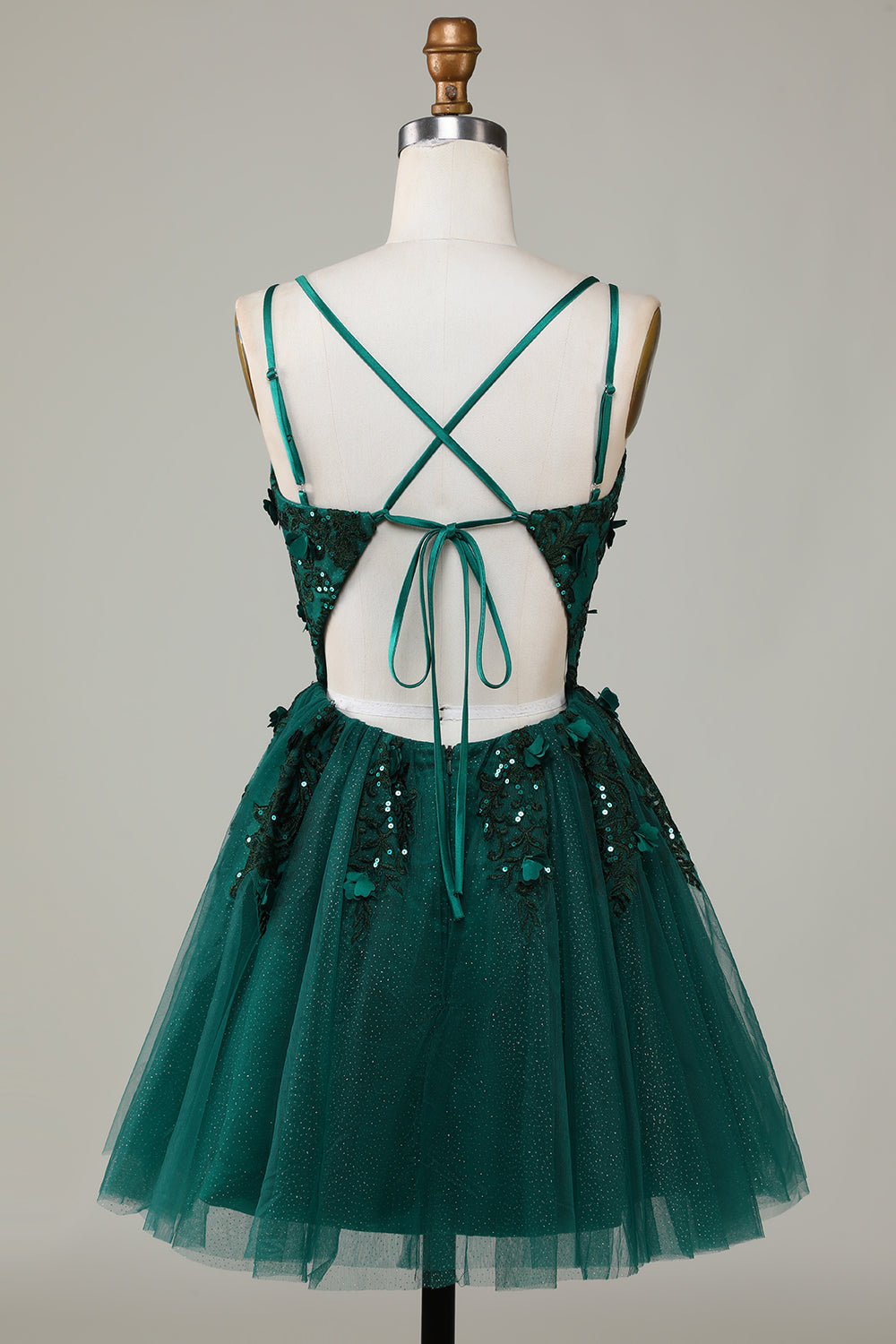 Dark Green Stylish A Line Spaghetti Straps Short Homecoming Dress with Beading Customized