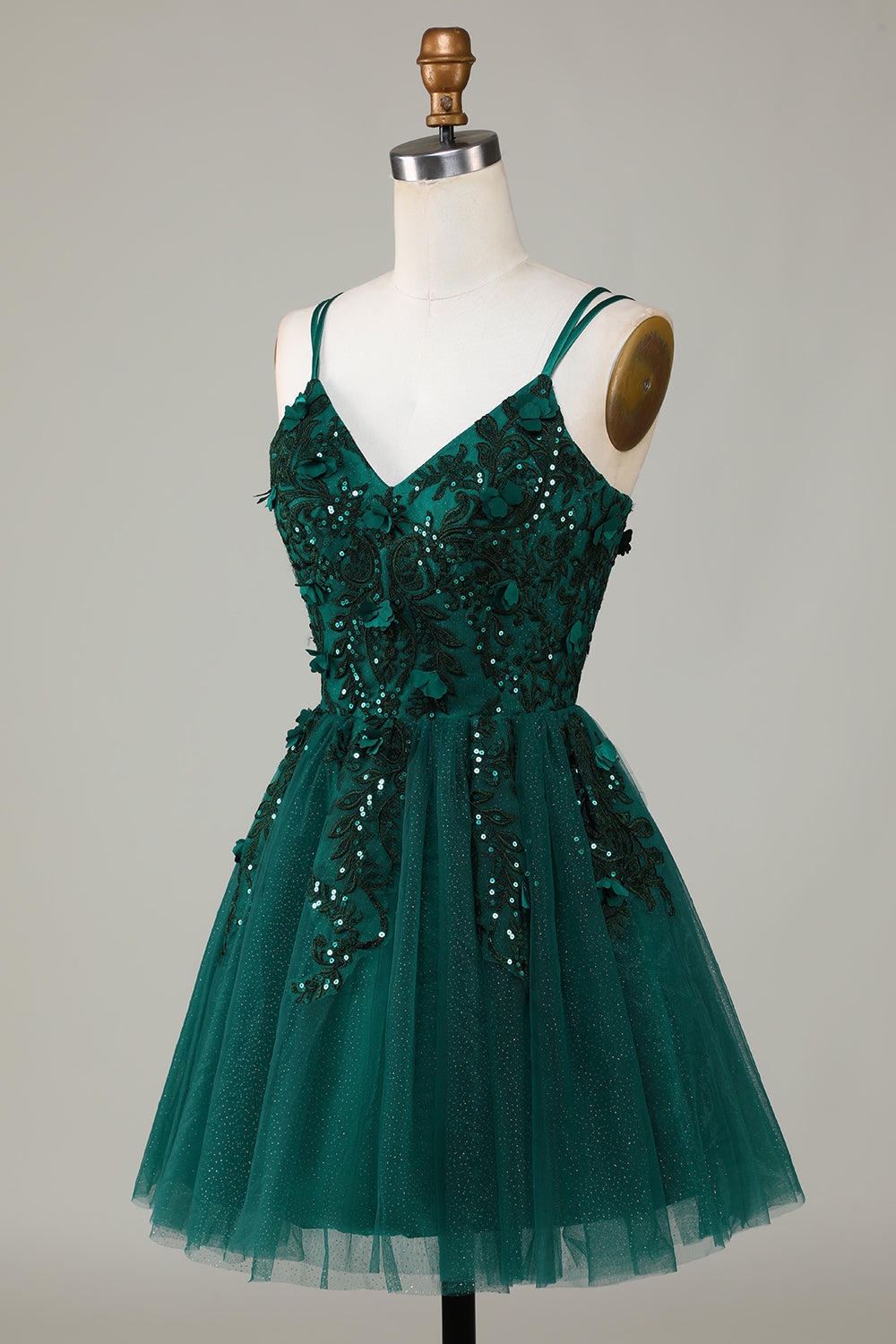 Dark Green Stylish A Line Spaghetti Straps Short Homecoming Dress with Beading Customized