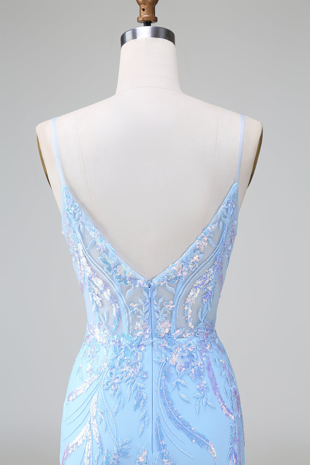 Sparkly Blue Bodycon Spaghetti Straps Corset Short Homecoming Dress with Sequins Customized