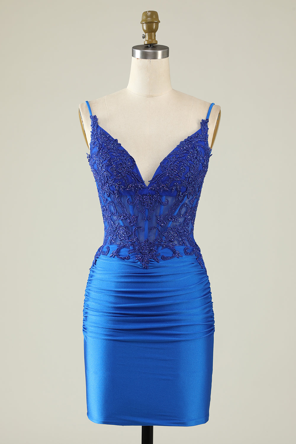 Bodycon Dark Green Spaghetti Straps Corset Homecoming Dress with Beading Customized